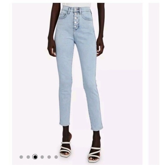 Veronica Beard Maera High Rise Skinny Jeans Size 25 Exposed Button Fly Sky Wash - Picture 1 of 15